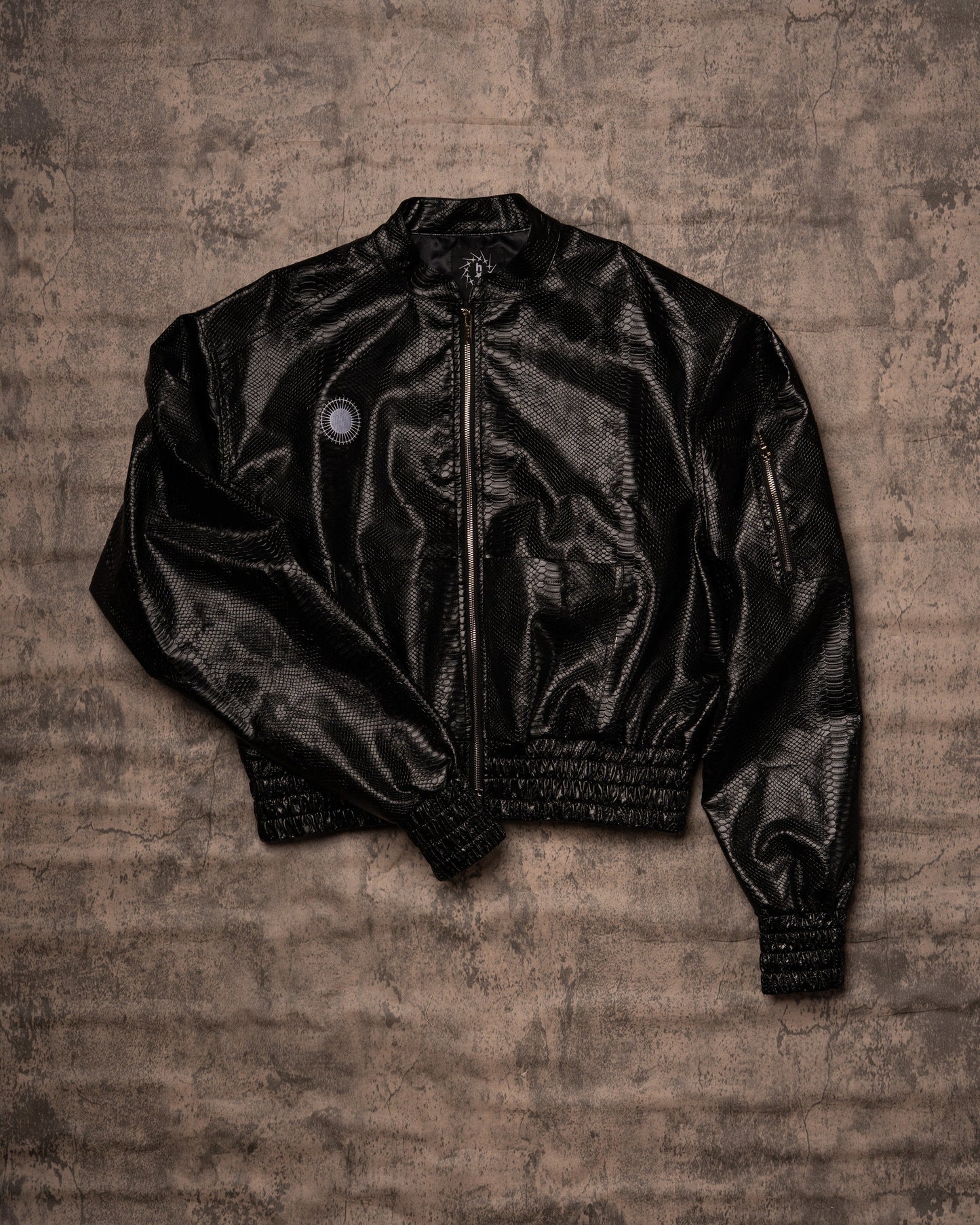 PYTHON LEATHER BOMBER — MIDNIGHT BLACK
