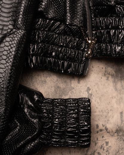 PYTHON LEATHER BOMBER — MIDNIGHT BLACK