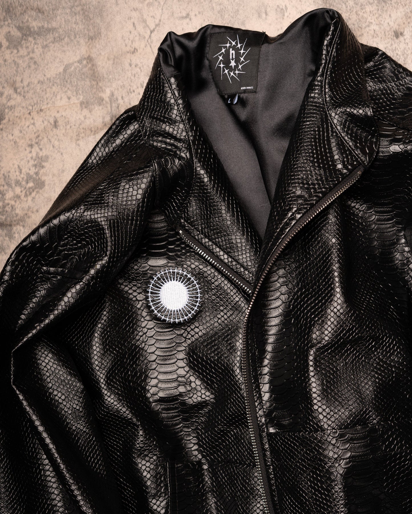 PYTHON LEATHER BOMBER — MIDNIGHT BLACK