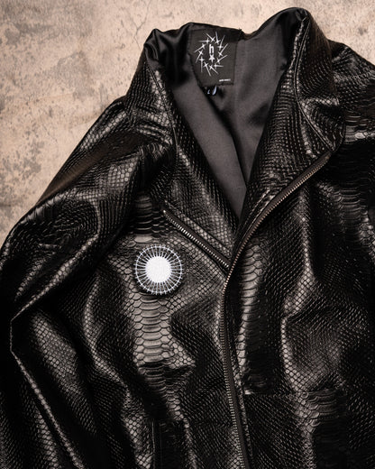 PYTHON LEATHER BOMBER — MIDNIGHT BLACK