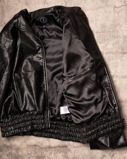 PYTHON LEATHER BOMBER — MIDNIGHT BLACK