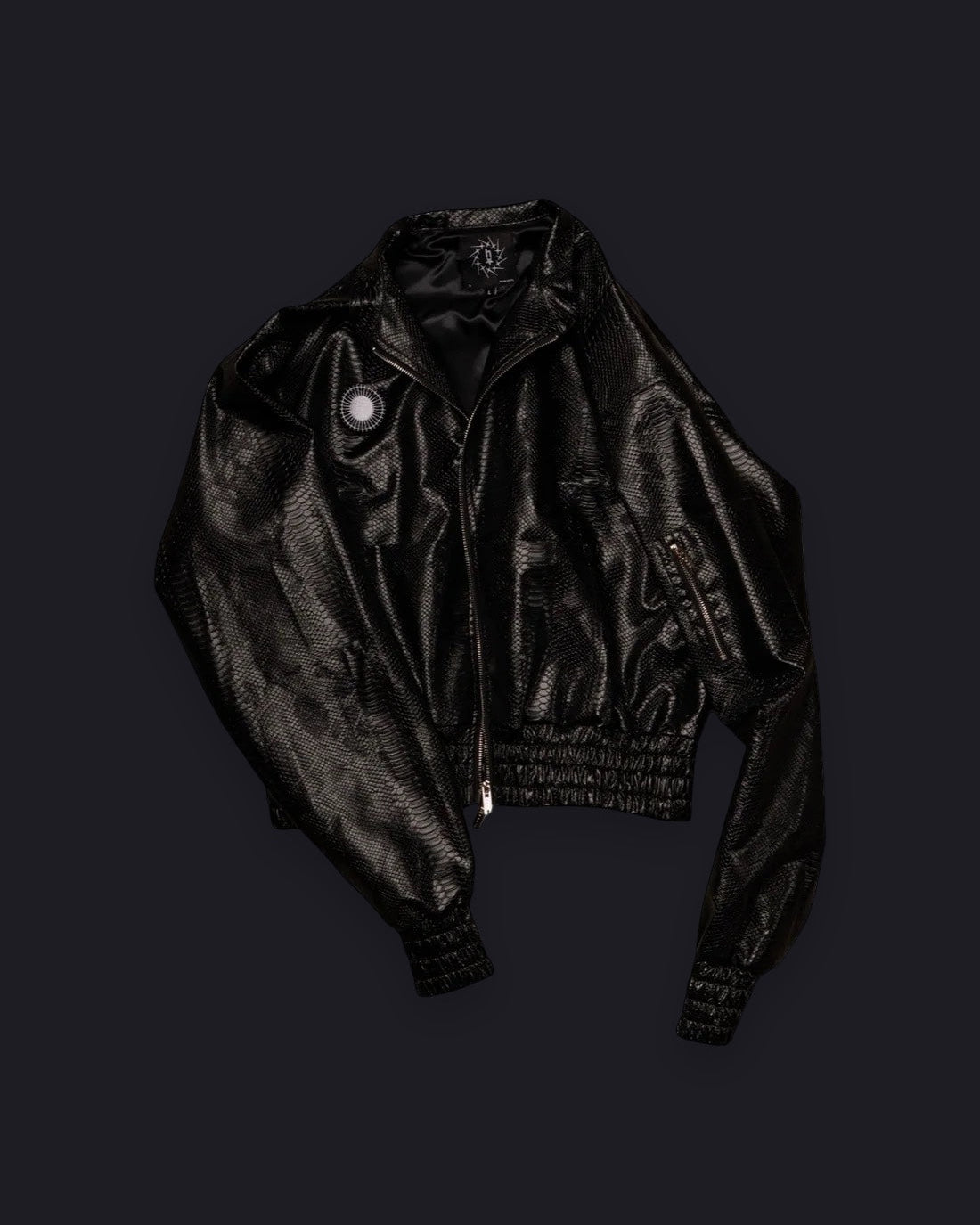 PYTHON LEATHER BOMBER — MIDNIGHT BLACK